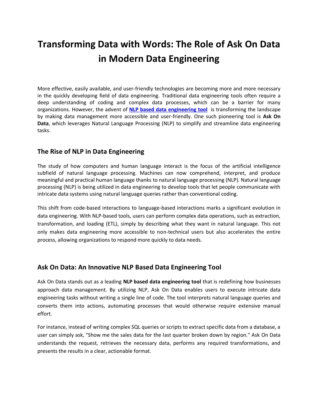 transforming data with words the role l.w