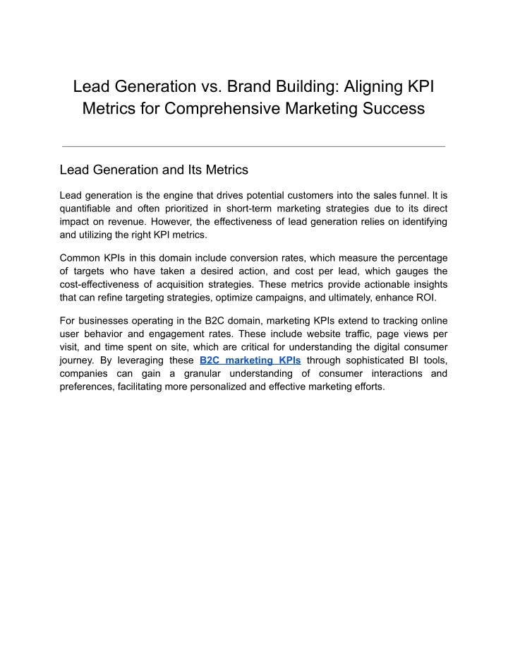 lead generation vs brand building aligning n.w