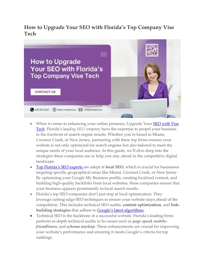 how to upgrade your seo with florida n.w