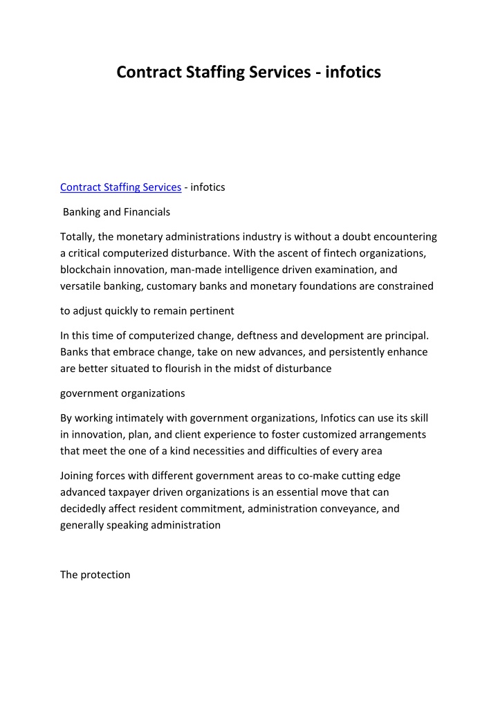 contract staffing services infotics n.w