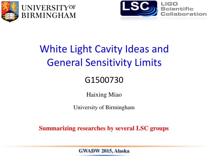 Advances in White Light Cavity for Sensitivity and Bandwidth Optimization