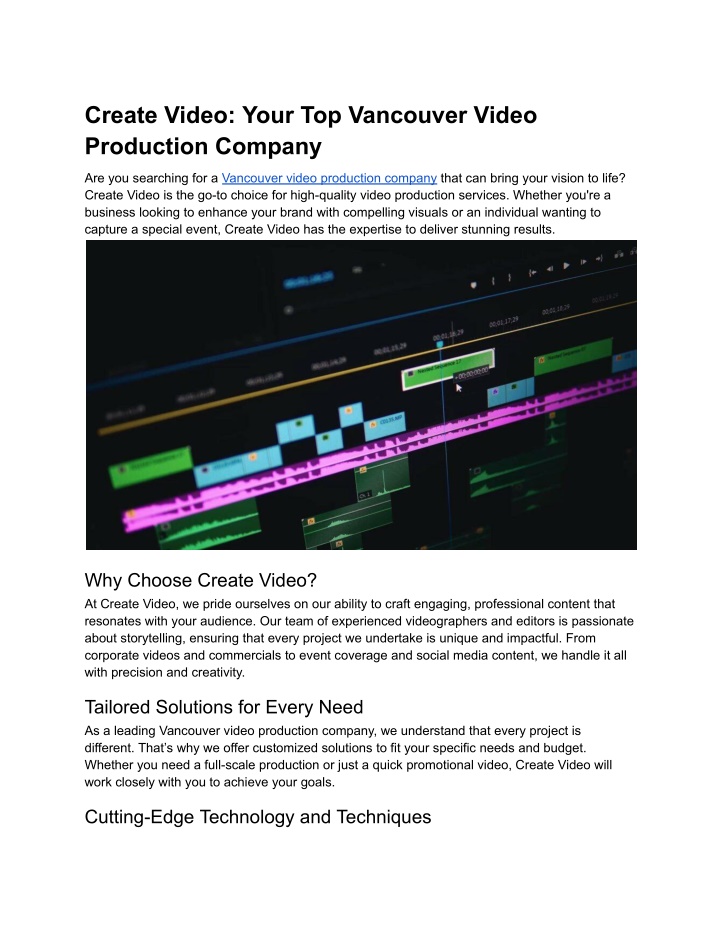 create video your top vancouver video production n.w