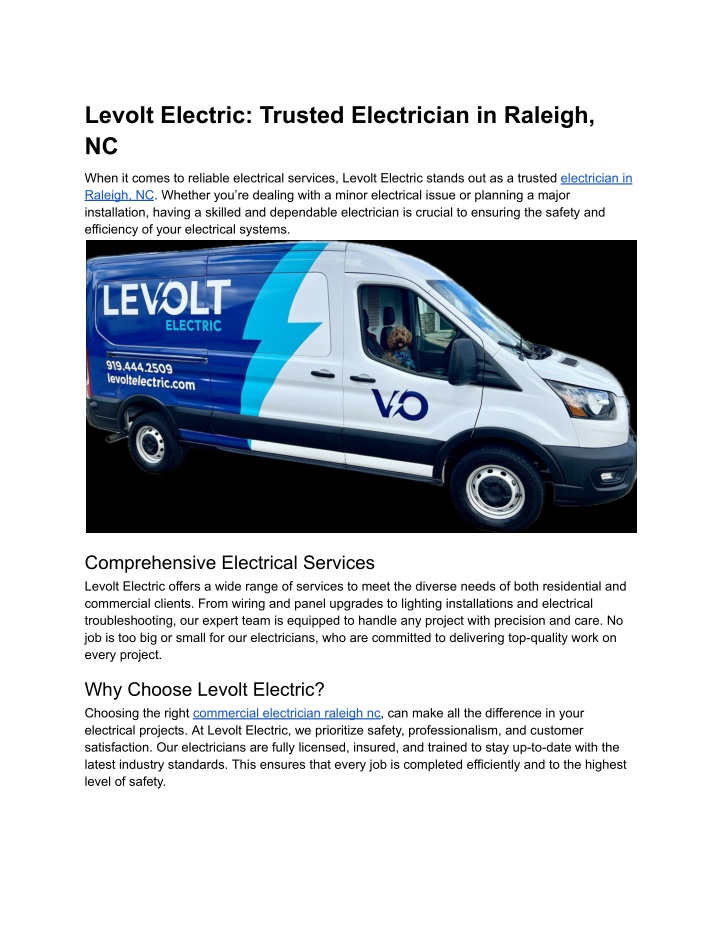 levolt electric trusted electrician in raleigh nc n.w