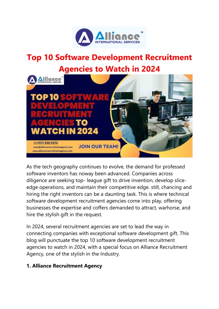 top 10 software development recruitment agencies n.w