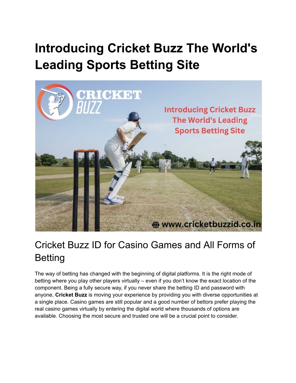 introducing cricket buzz the world s leading l.w