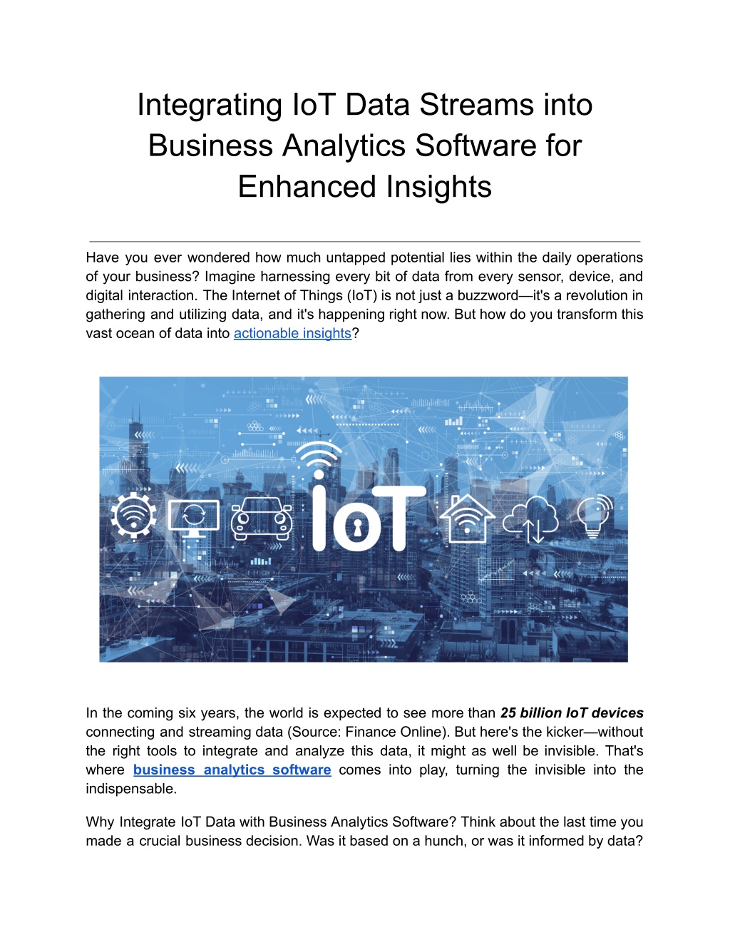 integrating iot data streams into business l.w