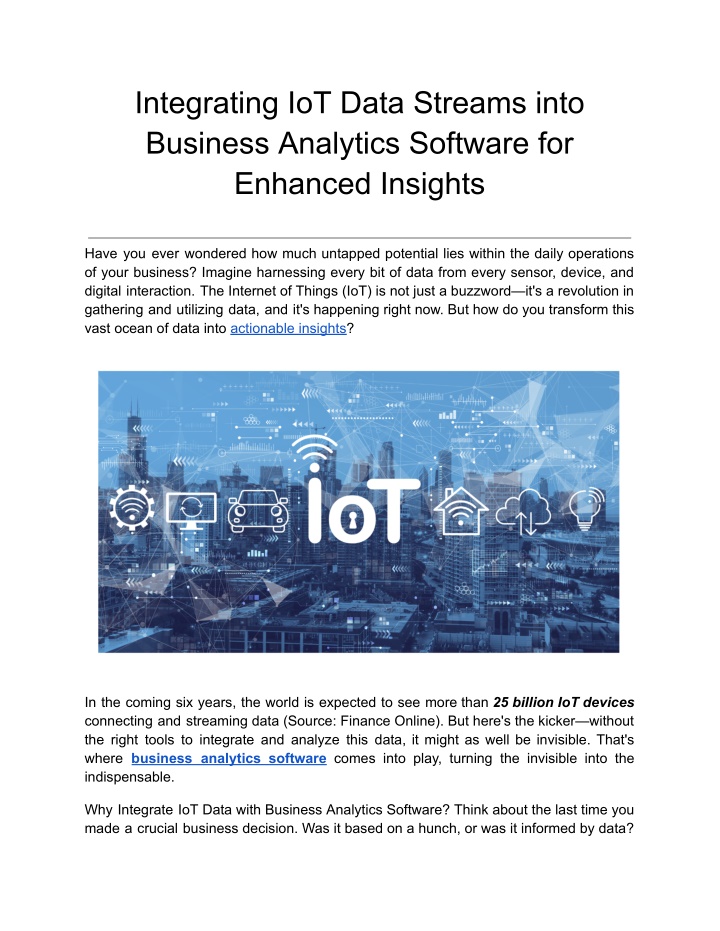 integrating iot data streams into business n.w