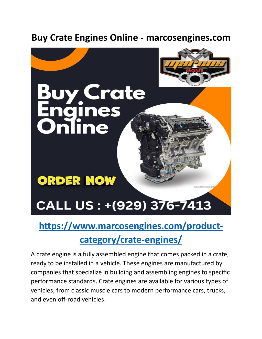 buy crate engines online marcosengines com l.w