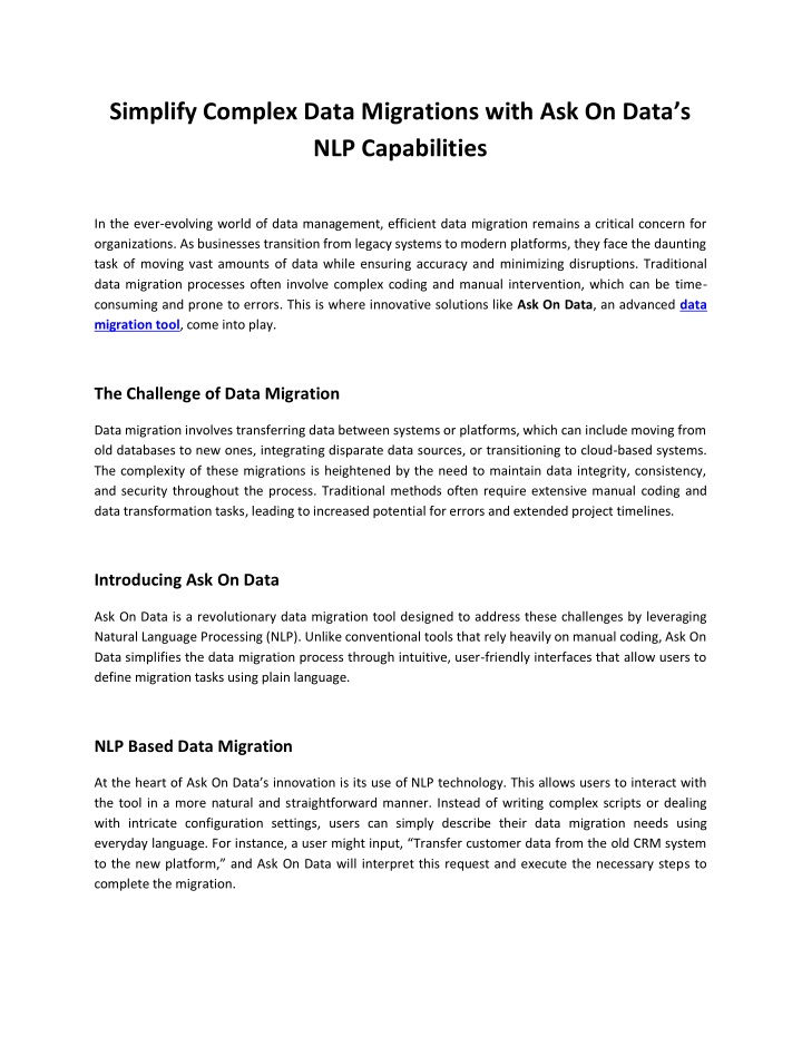 simplify complex data migrations with ask on data n.w