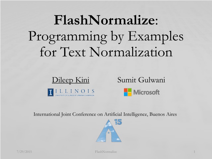 FlashNormalize: Programming by Examples for Text Normalization