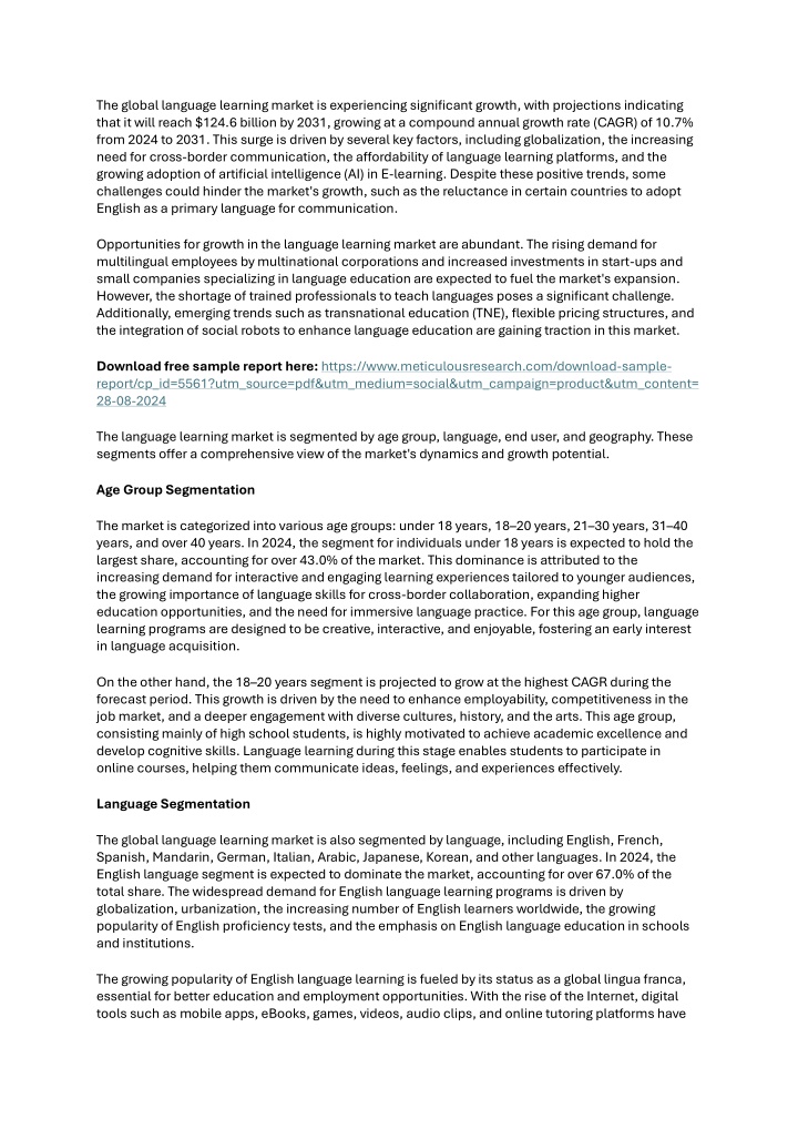 the global language learning market n.w