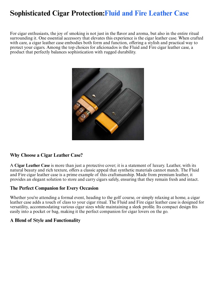 sophisticated cigar protection fluid and fire n.w