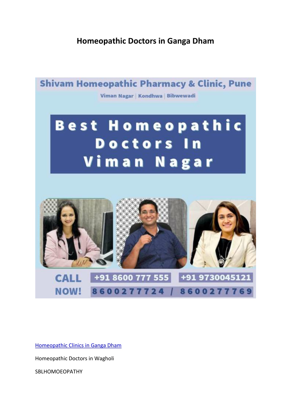 homeopathic doctors in ganga dham l.w