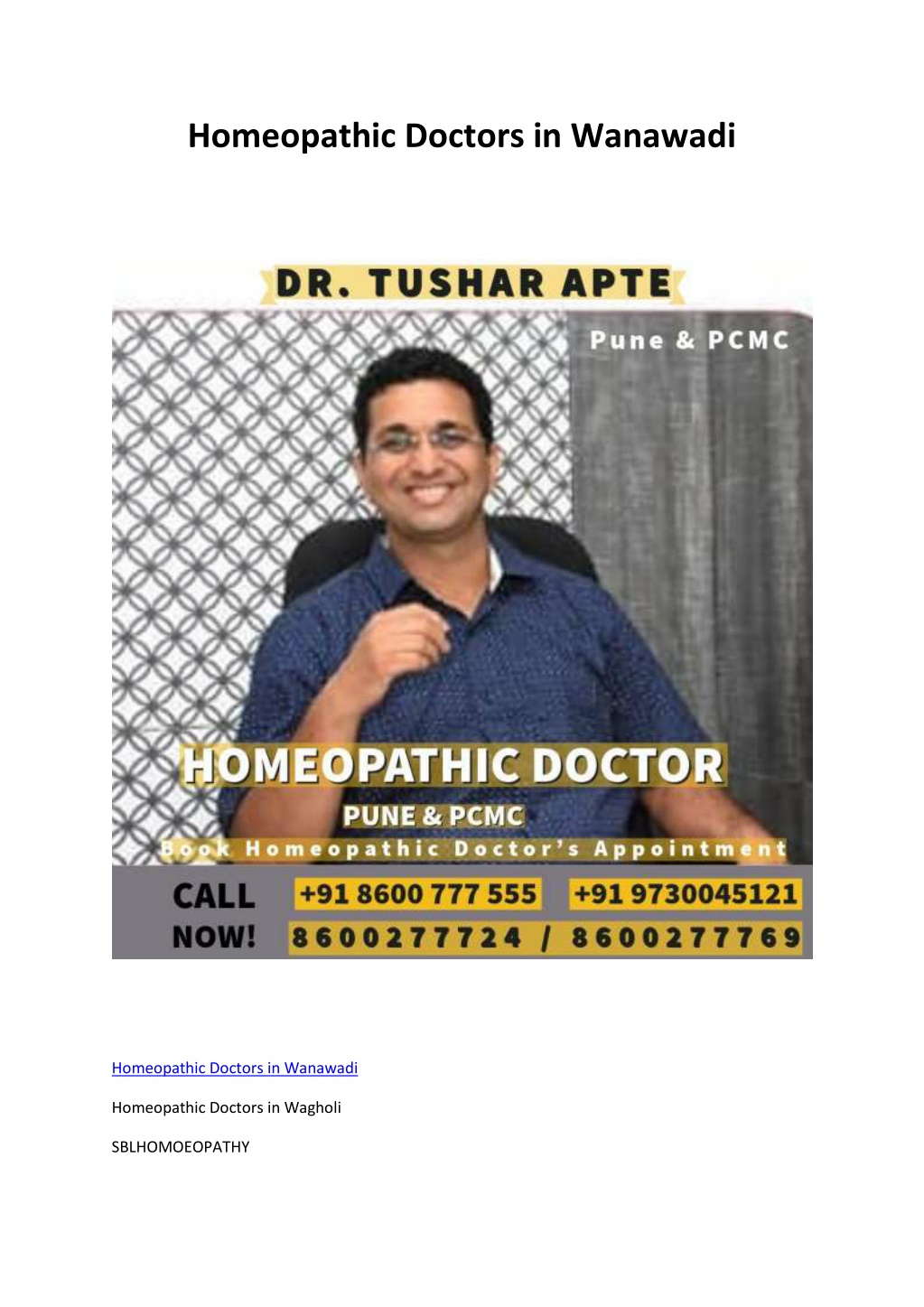 homeopathic doctors in wanawadi l.w