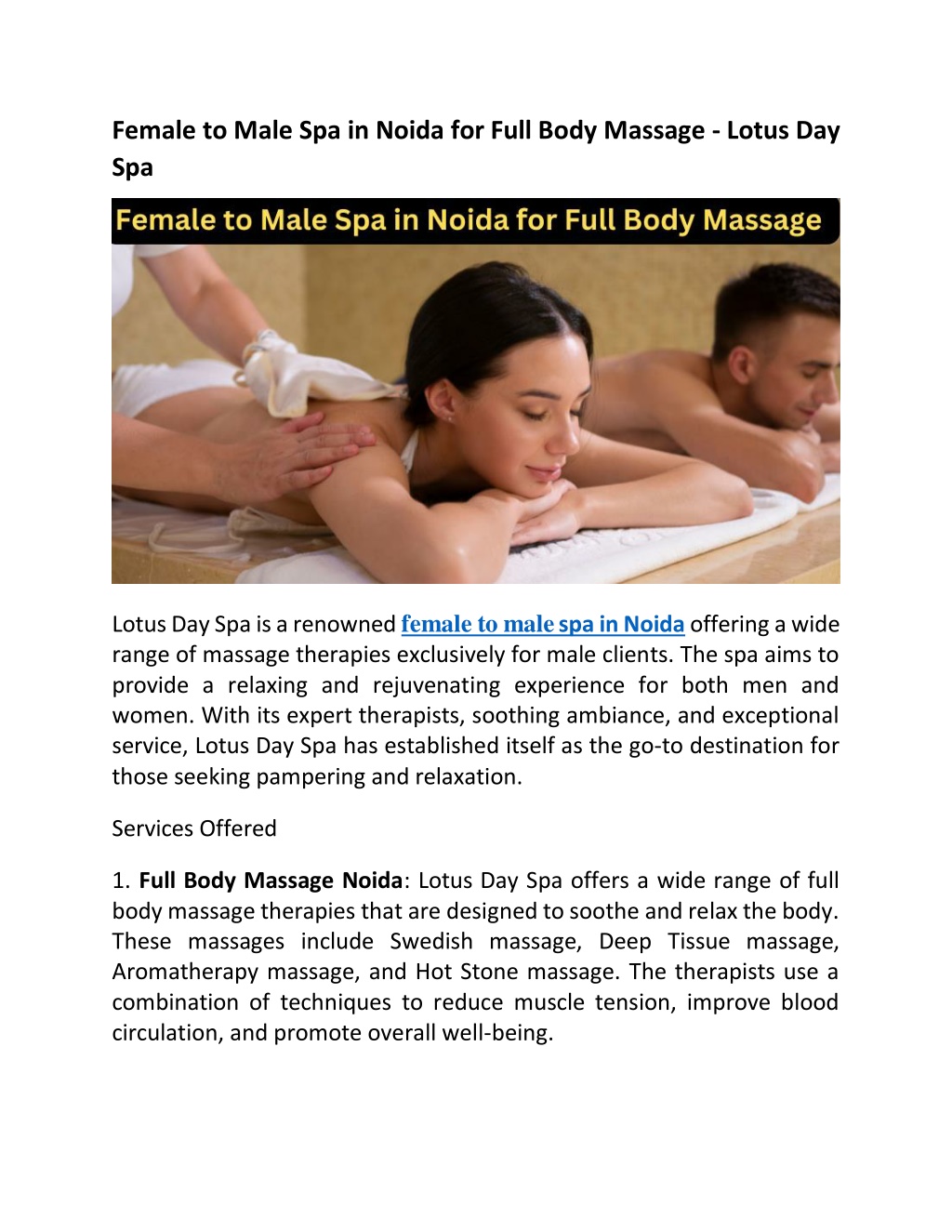 female to male spa in noida for full body massage l.w