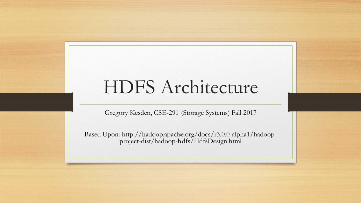 Overview of HDFS Architecture