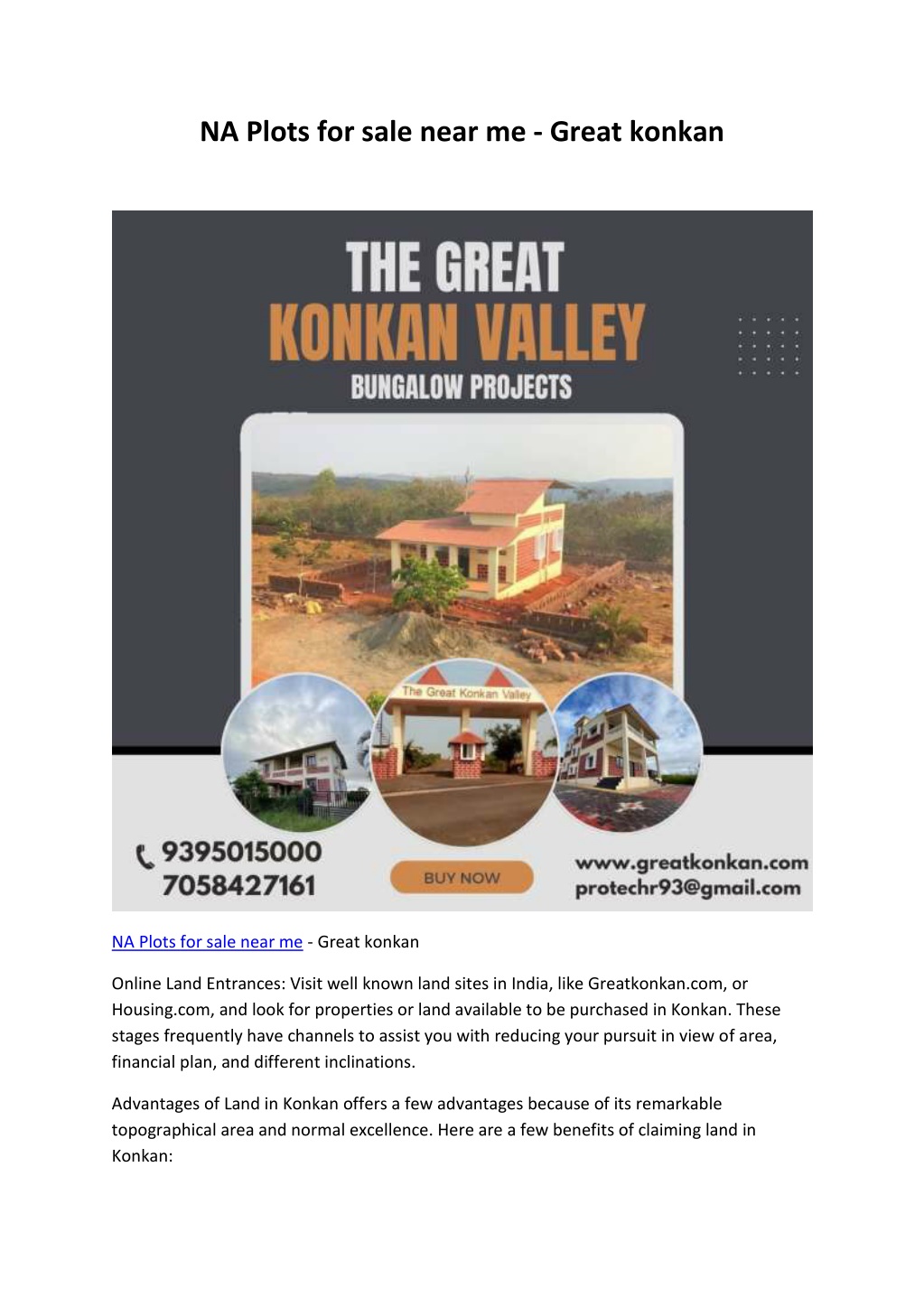 na plots for sale near me great konkan l.w