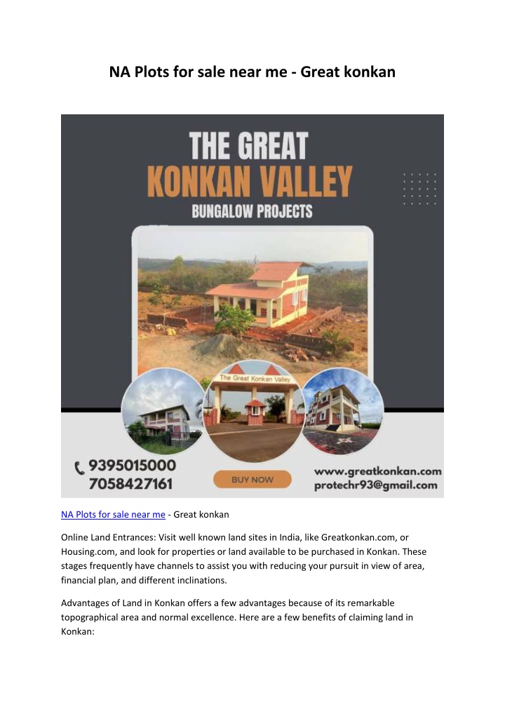 na plots for sale near me great konkan n.w