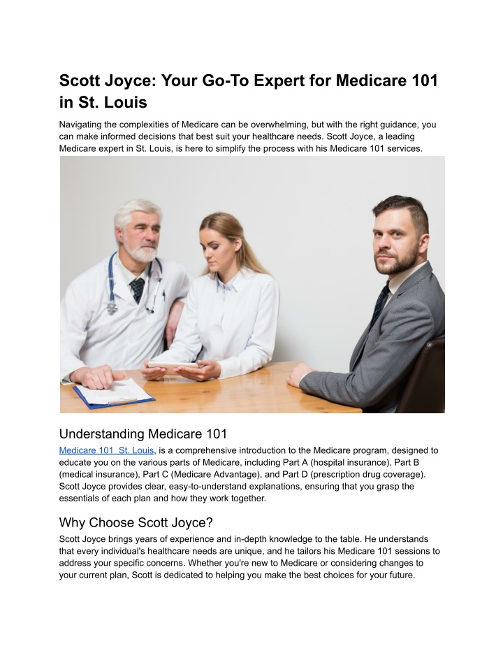 scott joyce your go to expert for medicare n.w