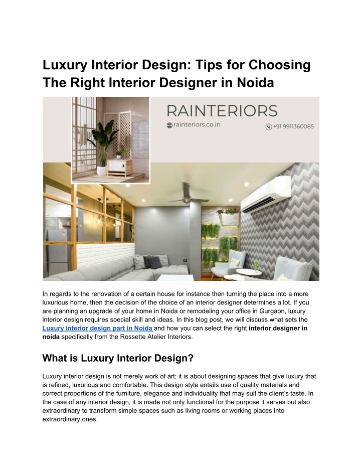 luxury interior design tips for choosing n.w