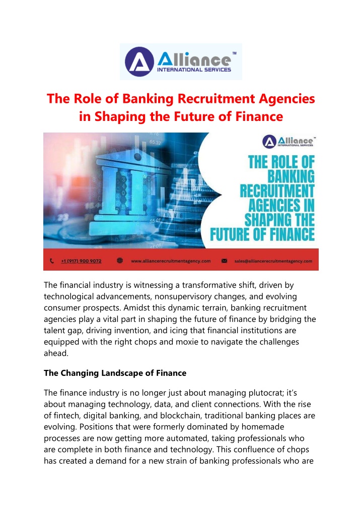 the role of banking recruitment agencies n.w
