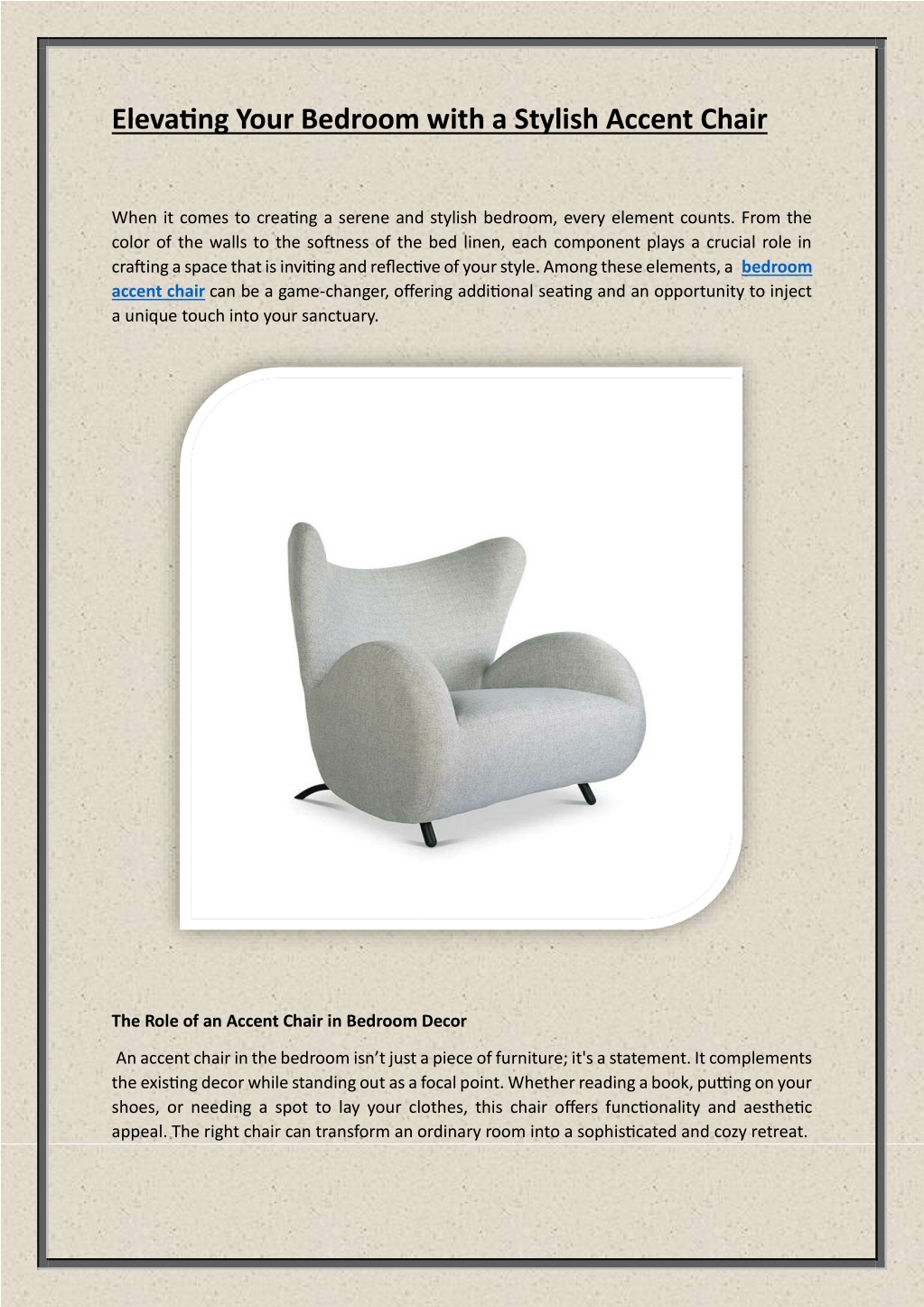 elevating your bedroom with a stylish accent chair l.w