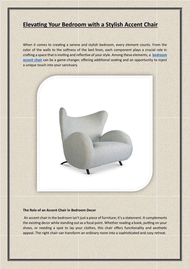 elevating your bedroom with a stylish accent chair n.w