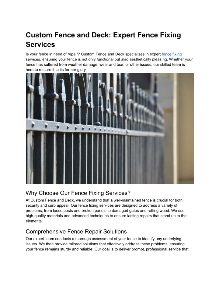 custom fence and deck expert fence fixing services n.w