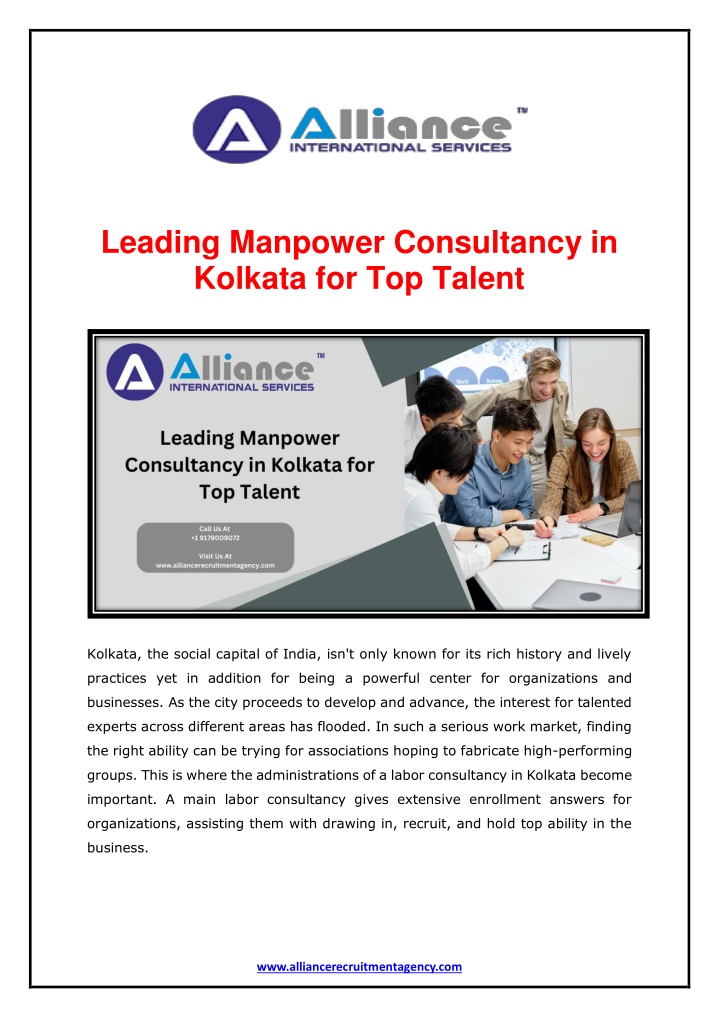 leading manpower consultancy in kolkata n.w