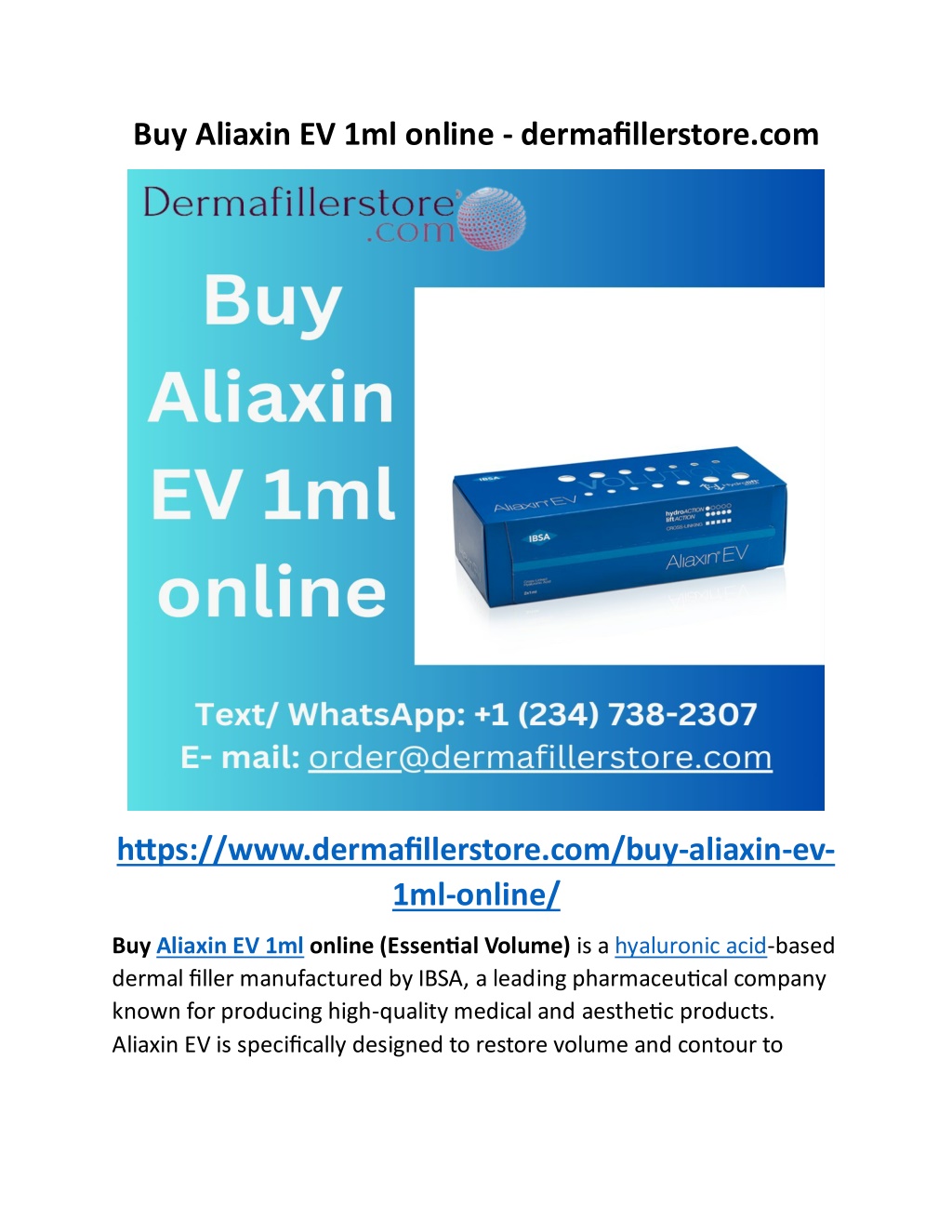 buy aliaxin ev 1ml online dermafillerstore com l.w