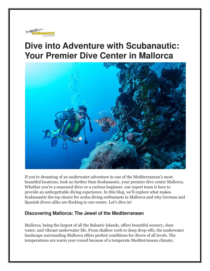 dive into adventure with scubanautic your premier n.w