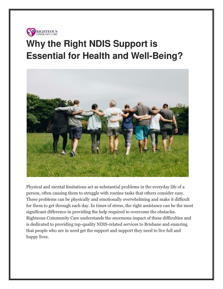 why the right ndis support is essential n.w