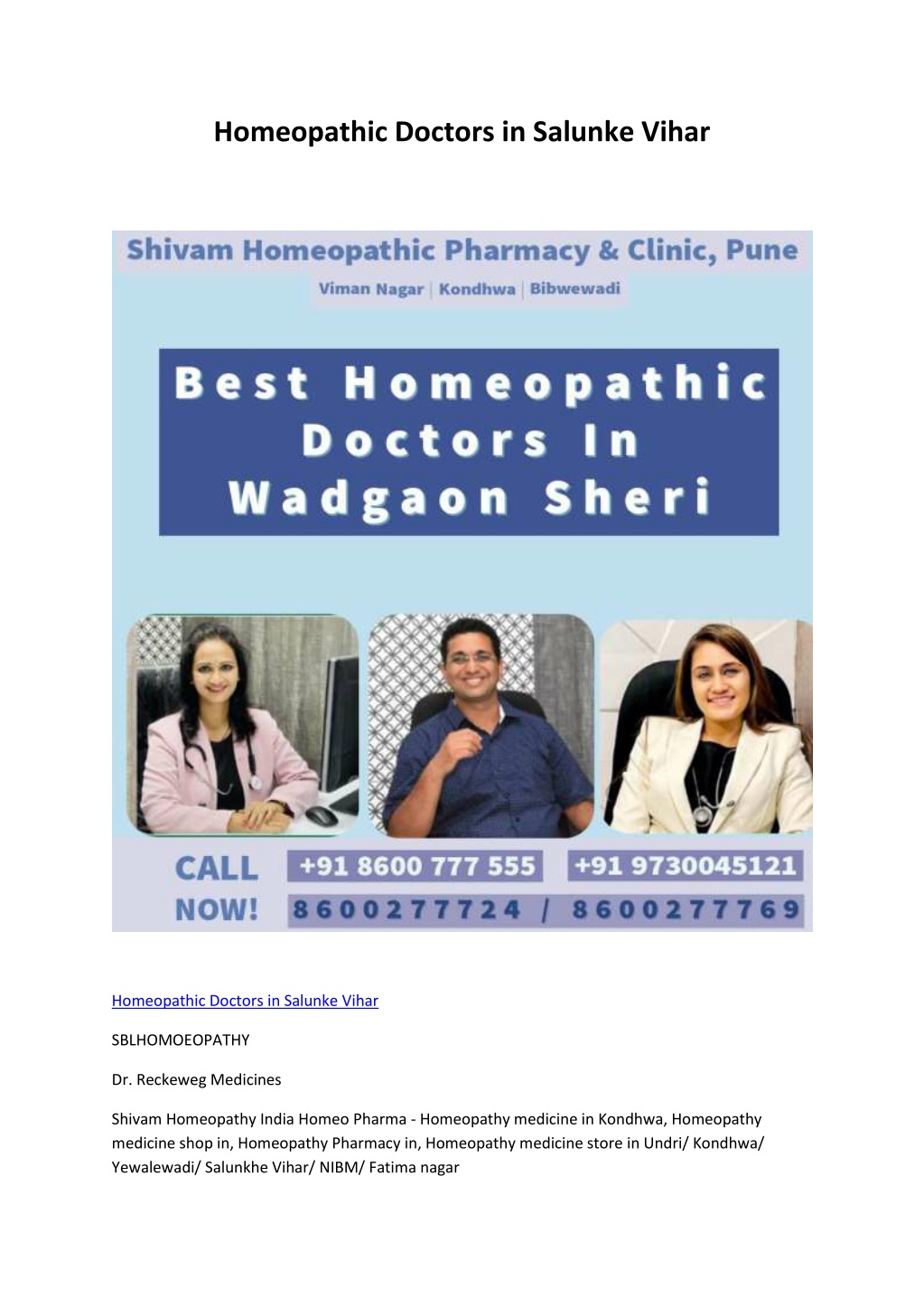 homeopathic doctors in salunke vihar l.w