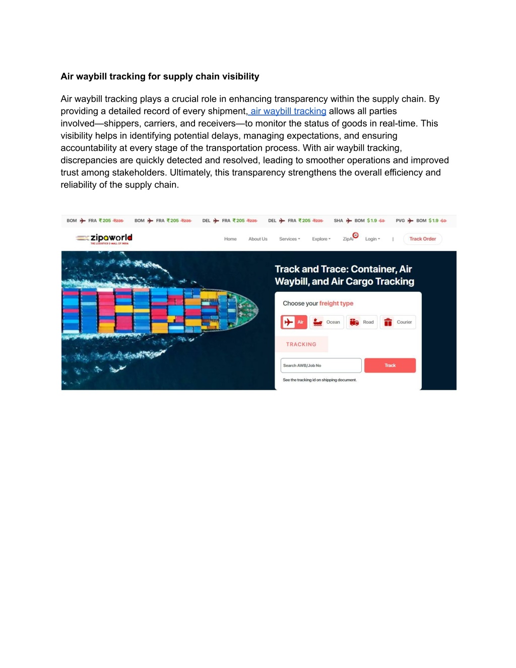 air waybill tracking for supply chain visibility l.w