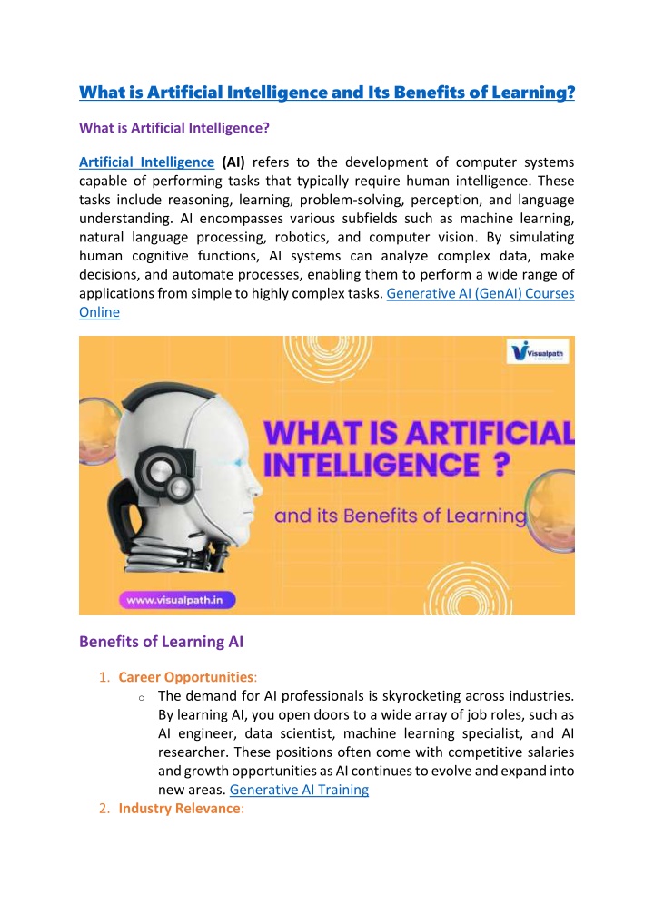what is artificial intelligence and its benefits n.w