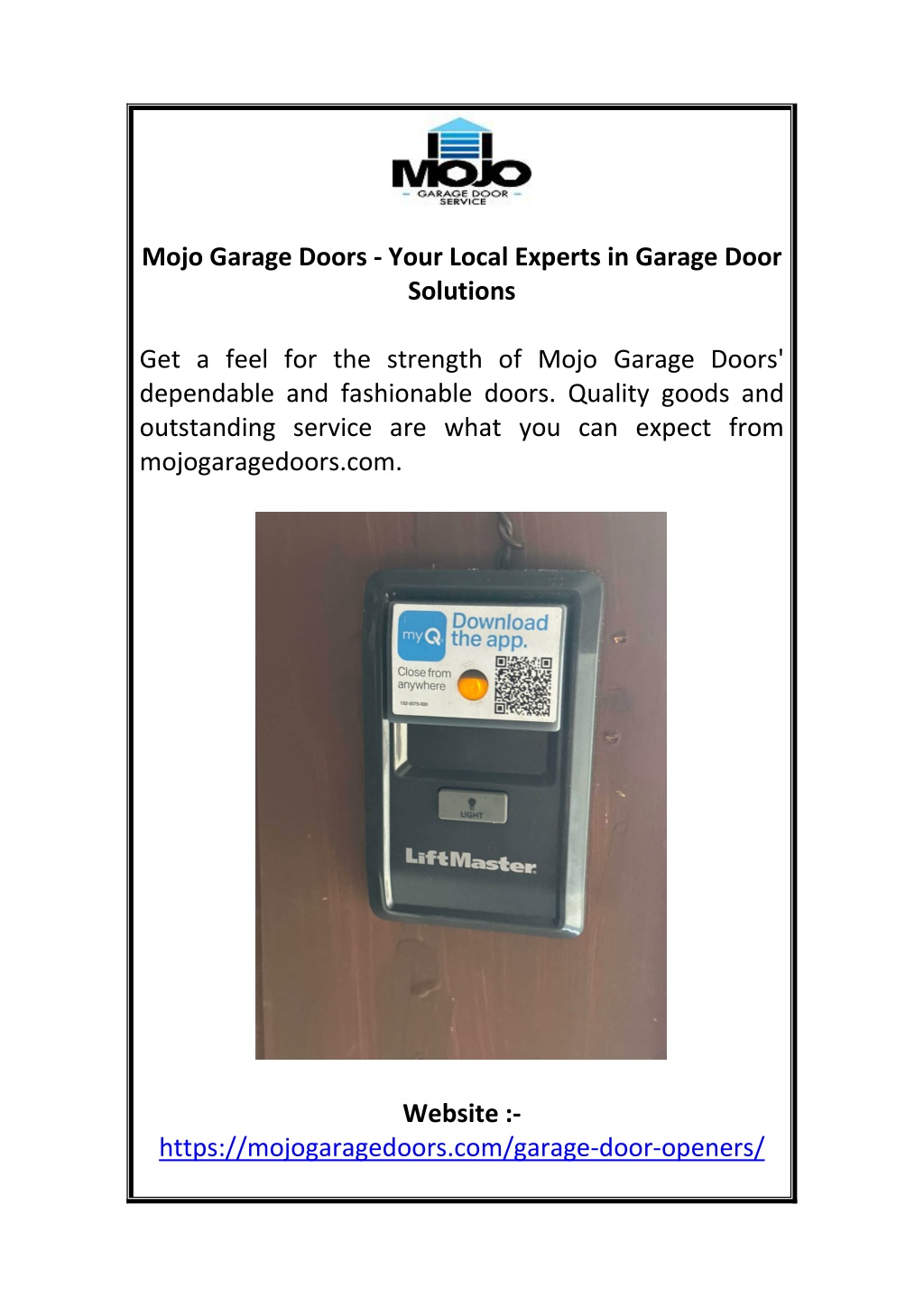 mojo garage doors your local experts in garage l.w