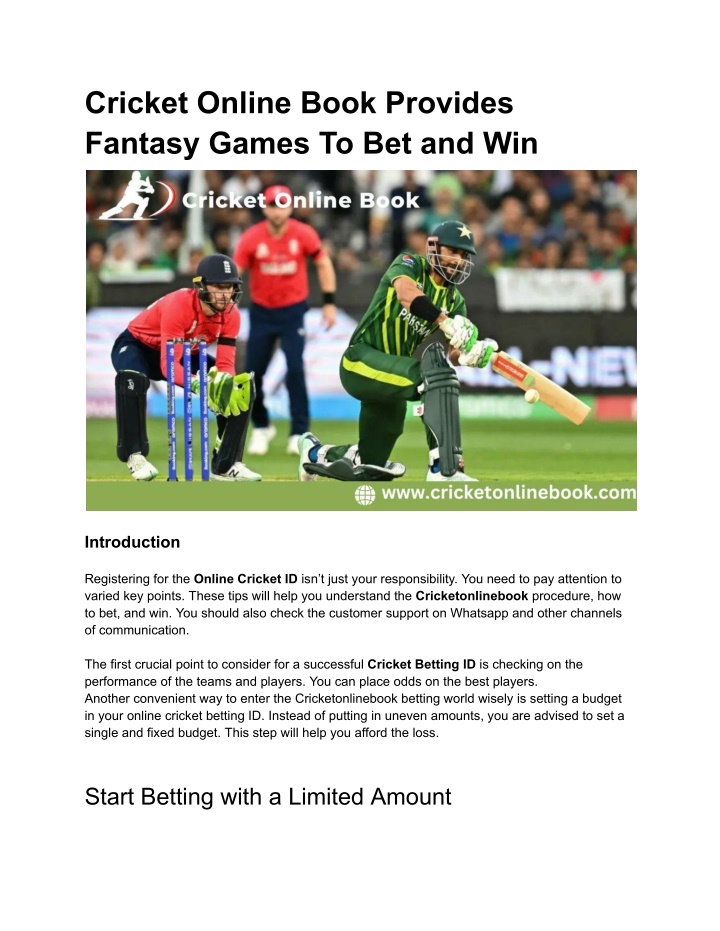 cricket online book provides fantasy games n.w