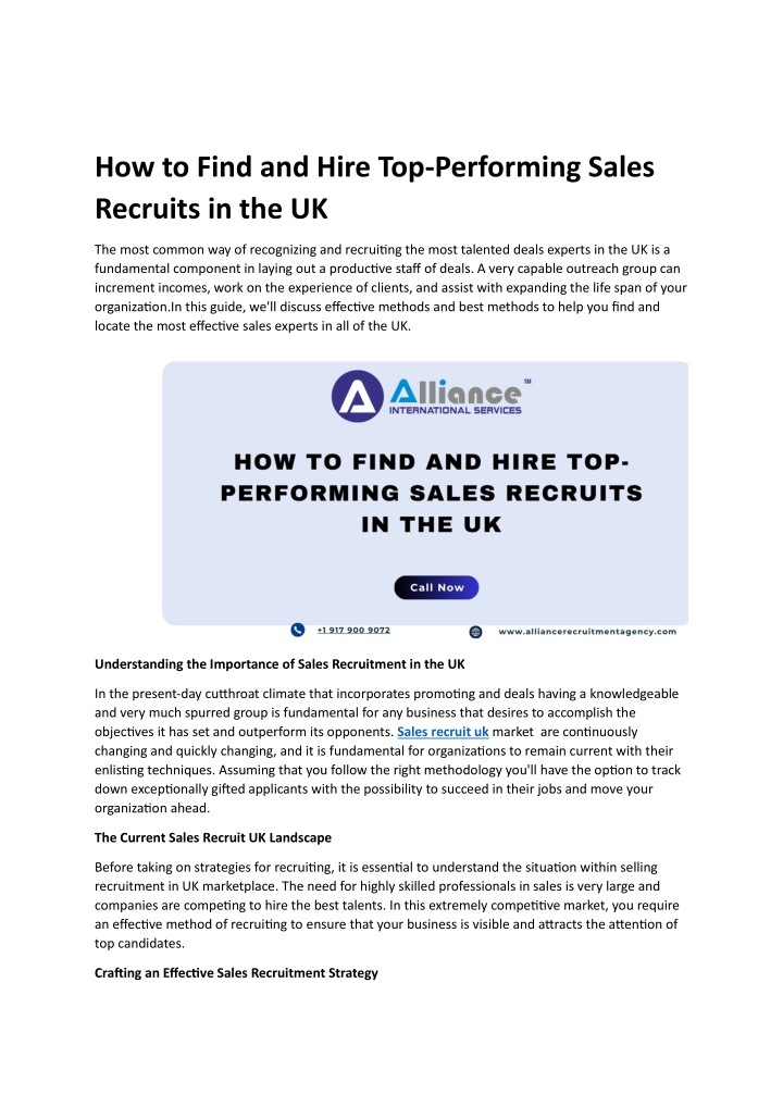 how to find and hire top performing sales n.w