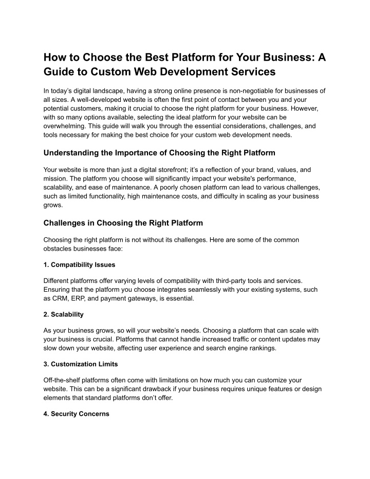 how to choose the best platform for your business n.w