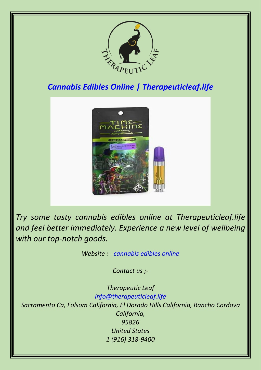 cannabis edibles online therapeuticleaf life l.w