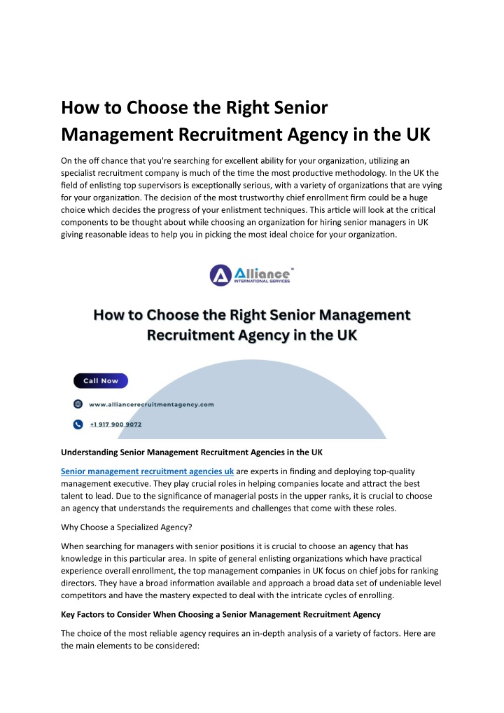 how to choose the right senior management n.w