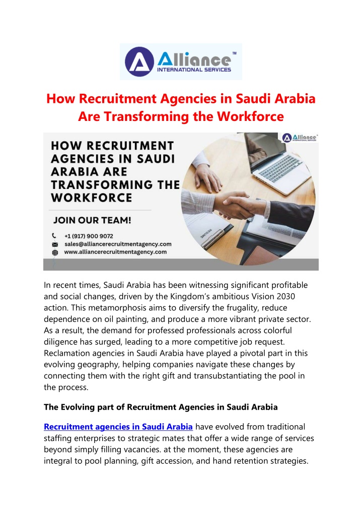 how recruitment agencies in saudi arabia n.w