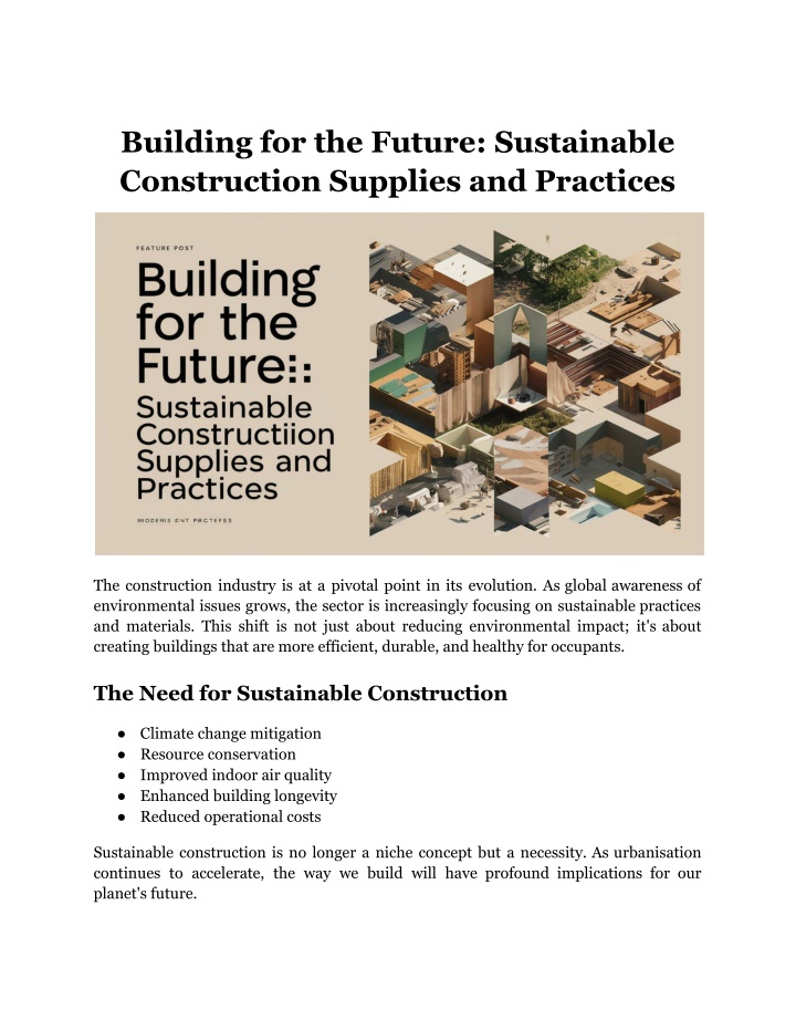 building for the future sustainable construction n.w
