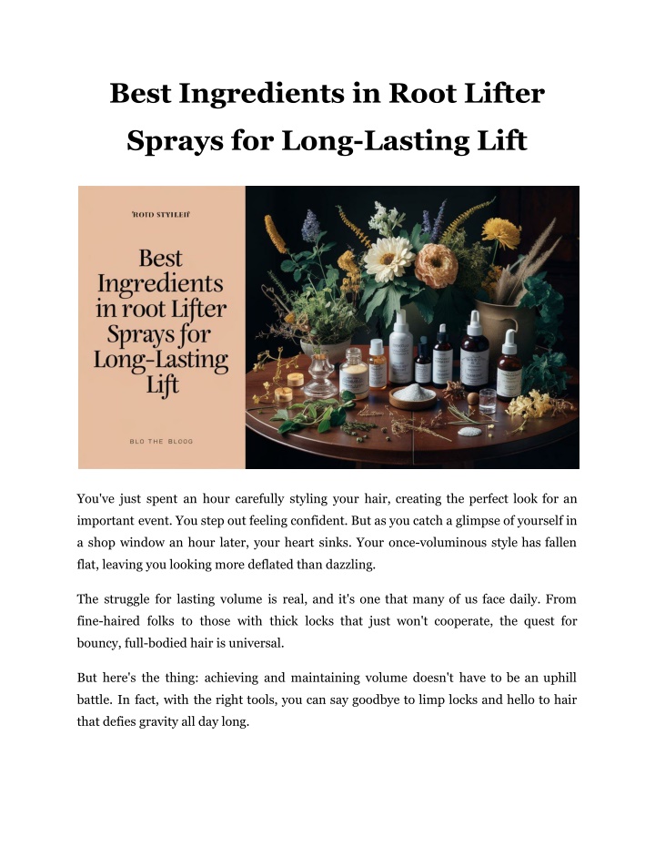 best ingredients in root lifter n.w