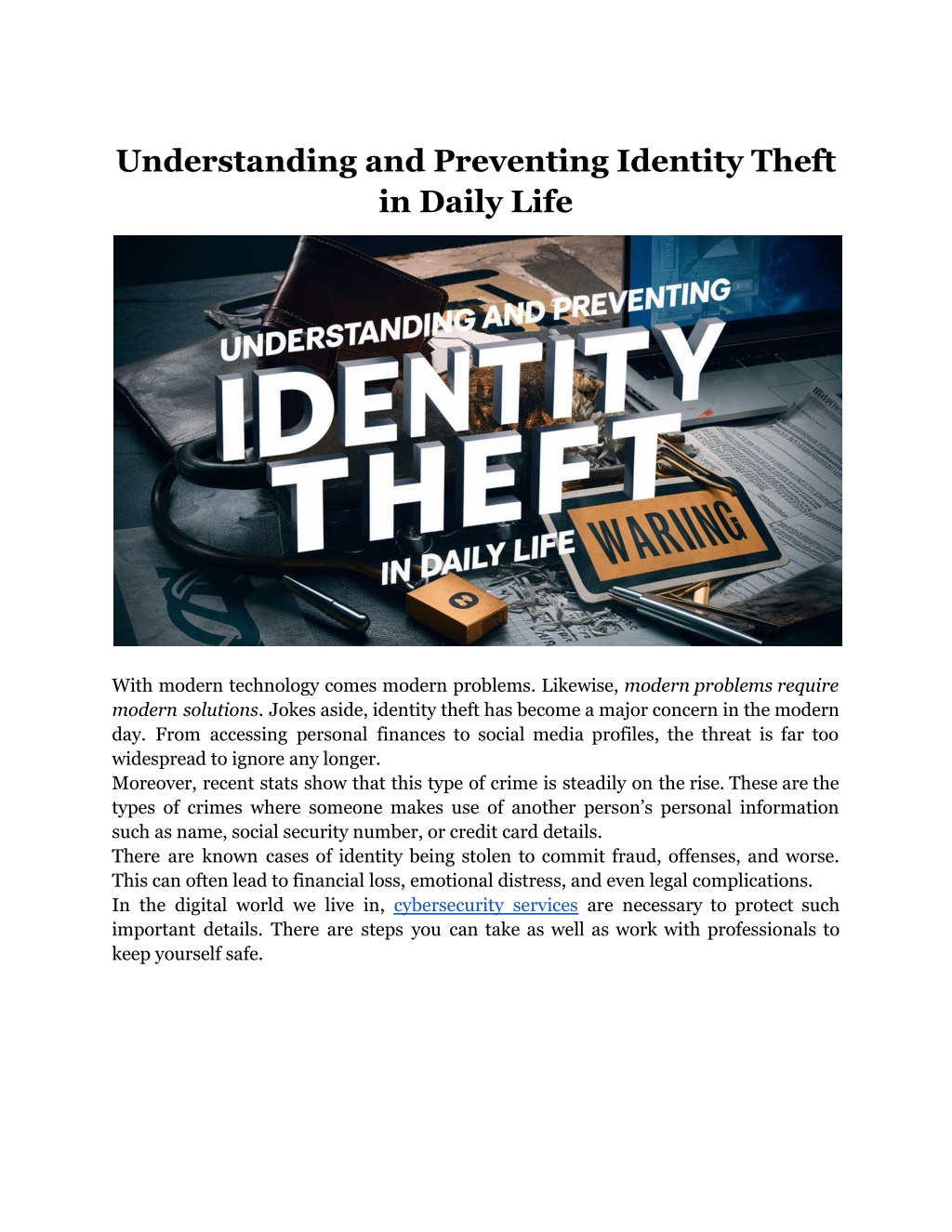 understanding and preventing identity theft l.w