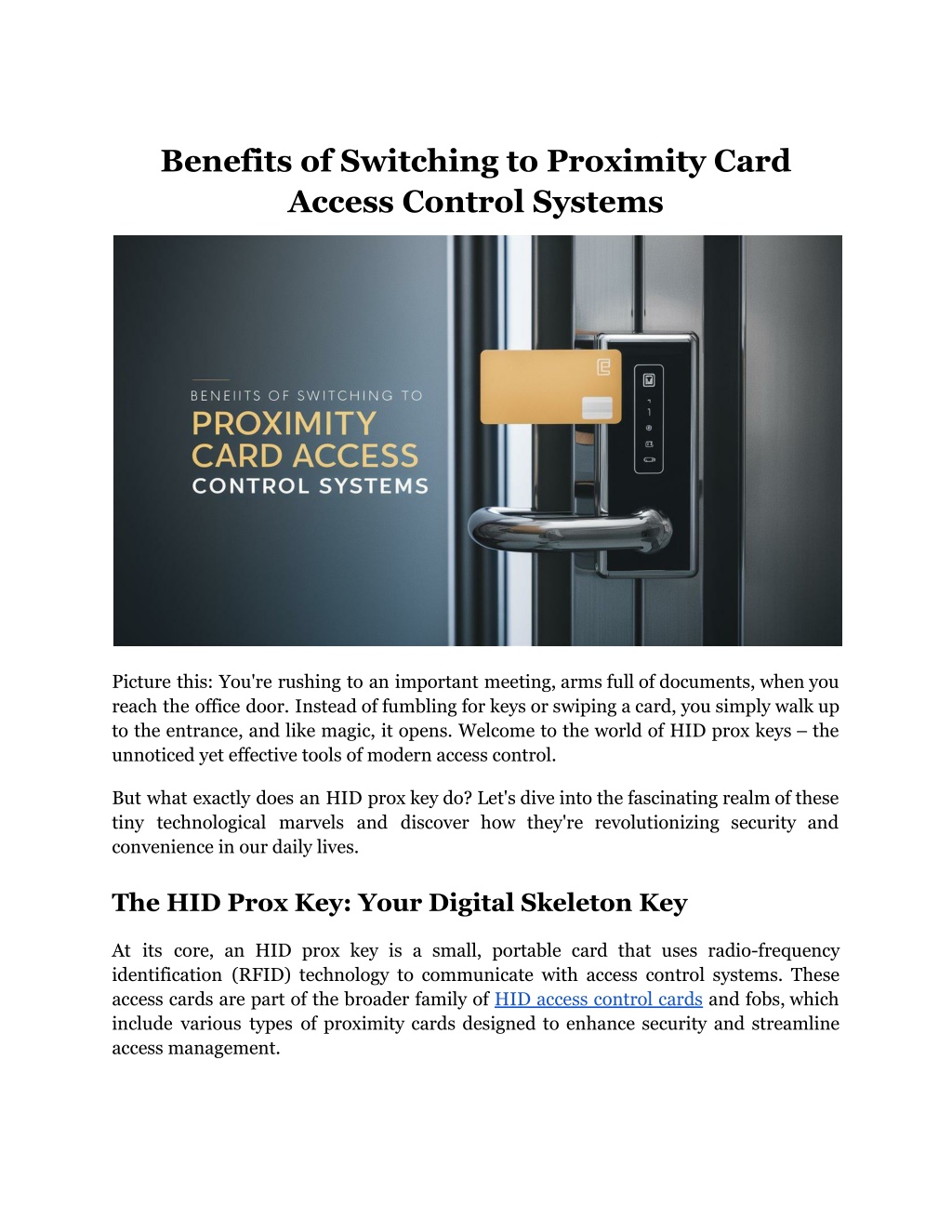 benefits of switching to proximity card access l.w