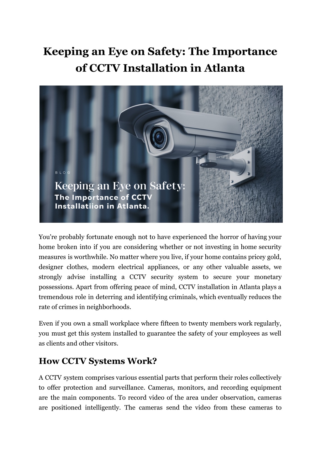 keeping an eye on safety the importance of cctv l.w