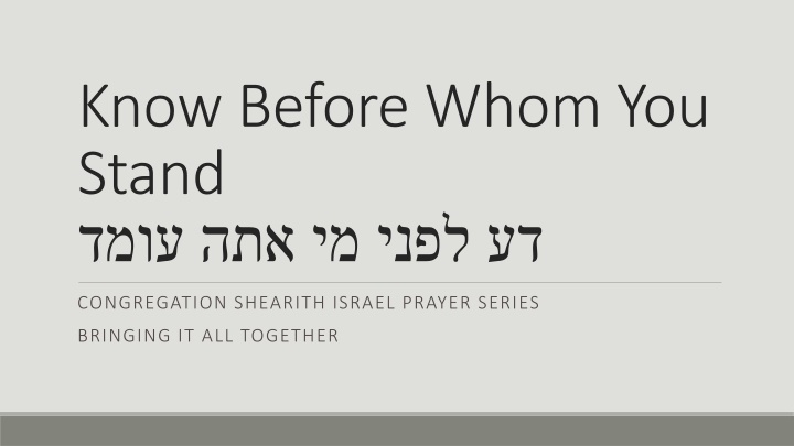 Jewish Prayer Traditions and Theology