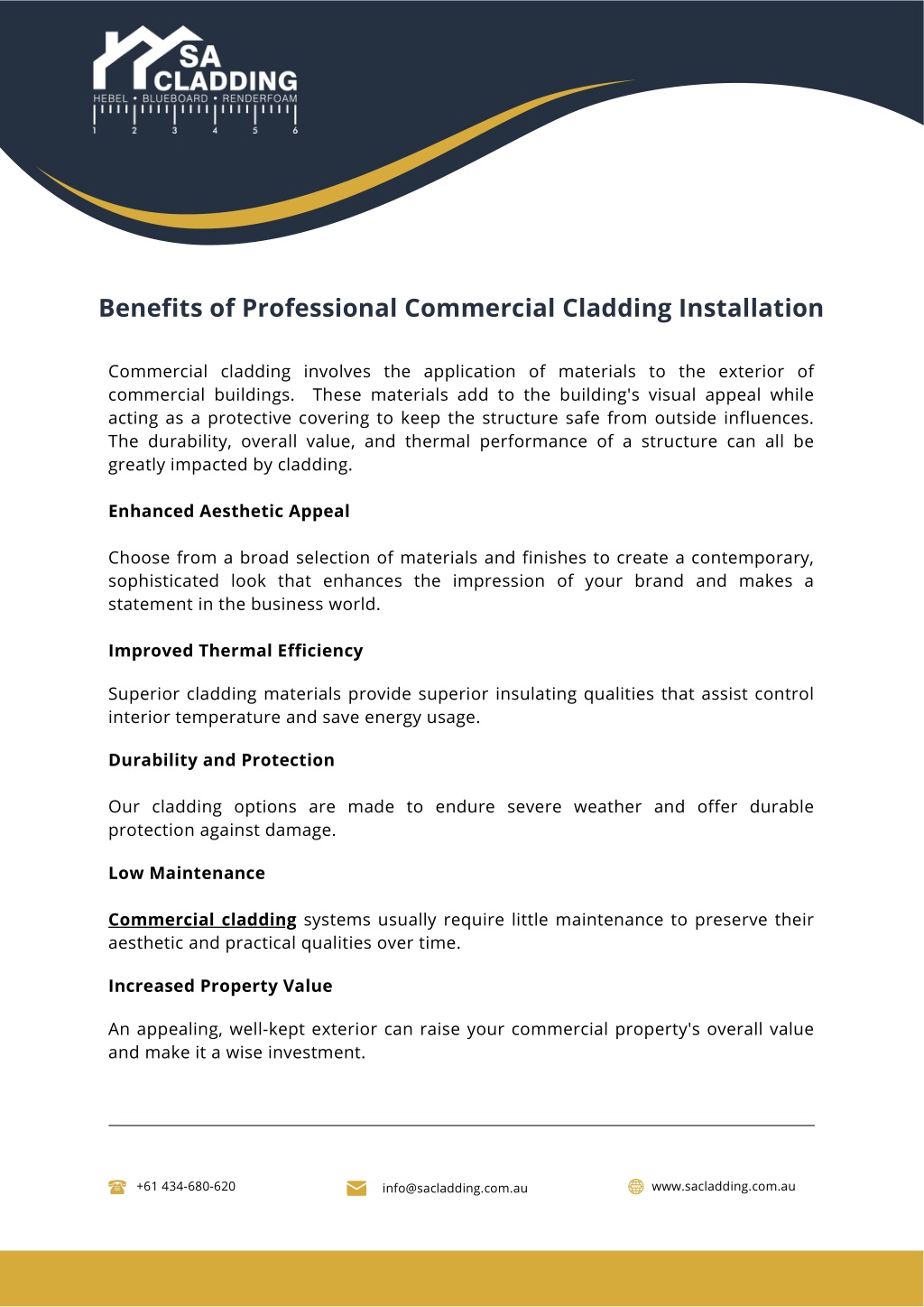 benefits of professional commercial cladding l.w