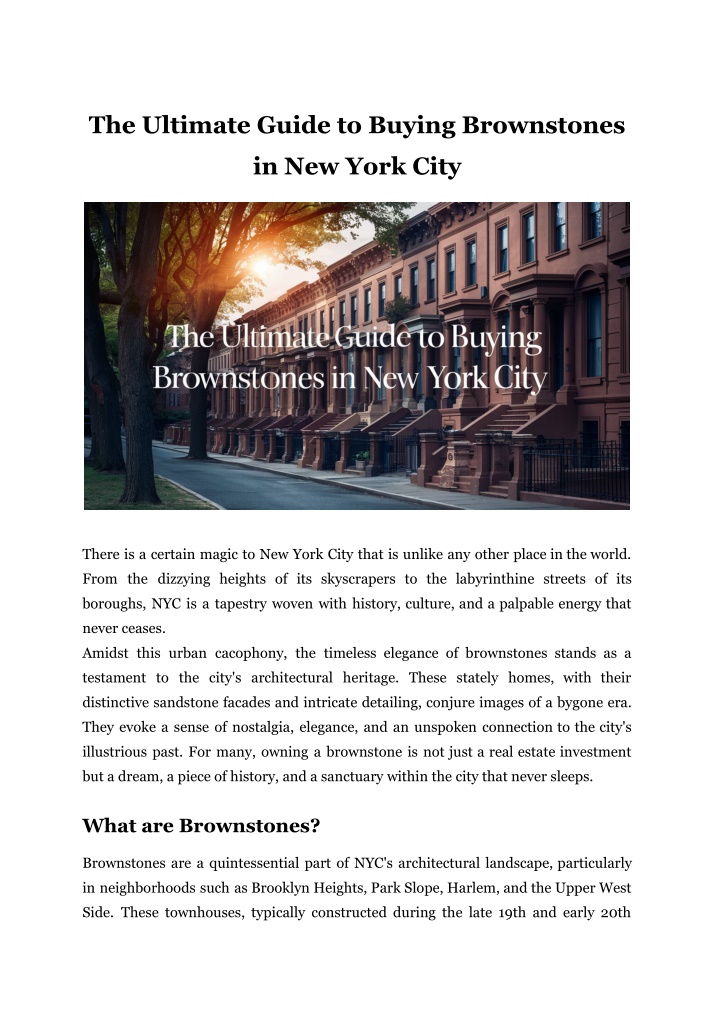 the ultimate guide to buying brownstones n.w